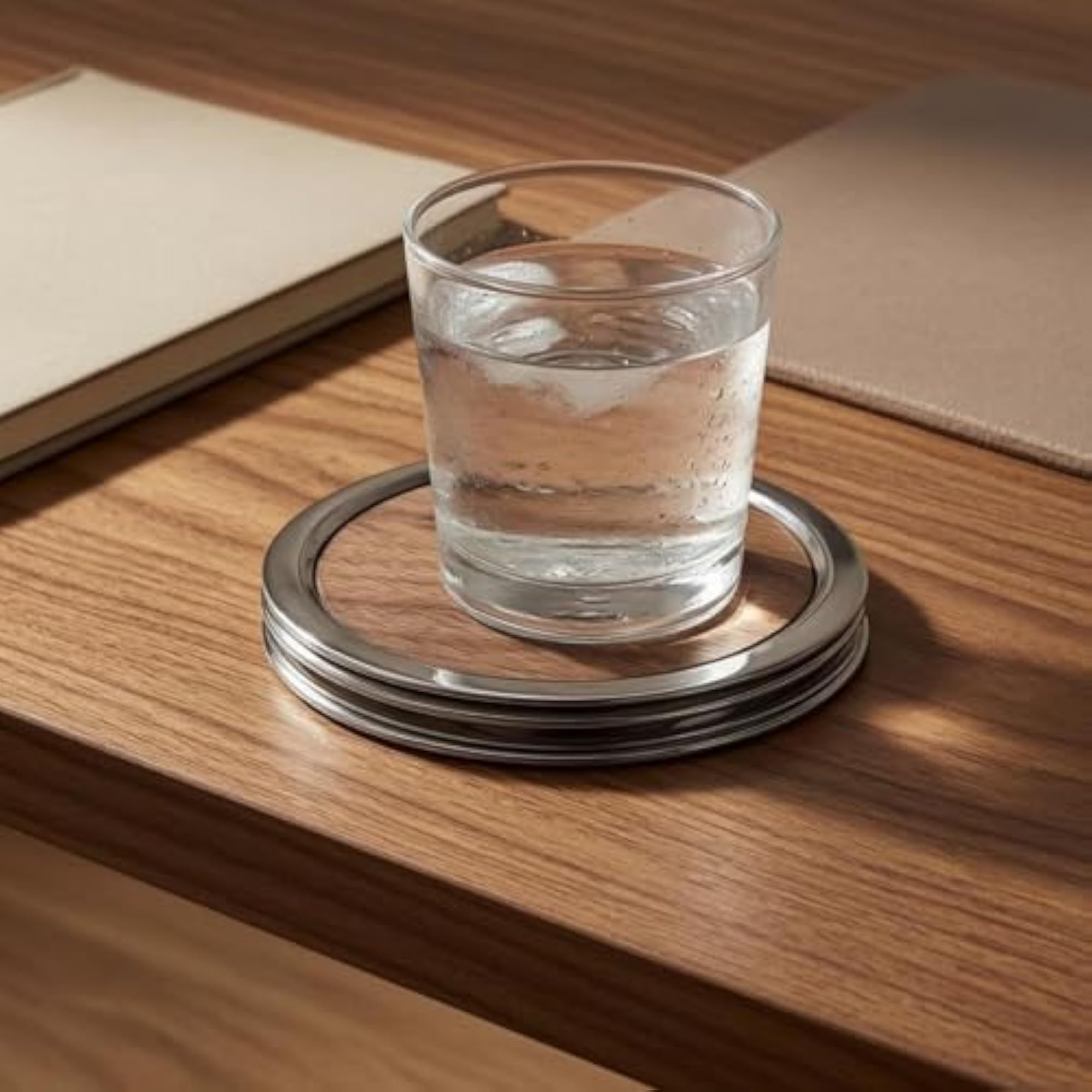 3 Pieces Circular-Edged Coaster Set with Stainless Steel