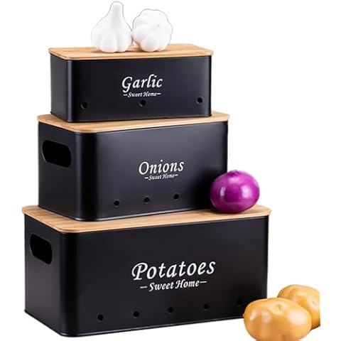 Simcat Kitchen Vegetable Storage Tins Set Cover