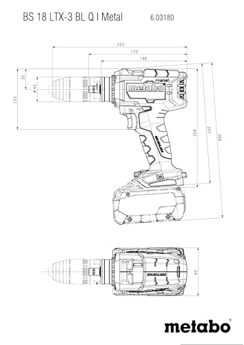 Perceuse visseuse sans fil Metabo BS 18 LTX 3 BL Q 3 vitesses 4000 trmin 13 mm - vue 3
