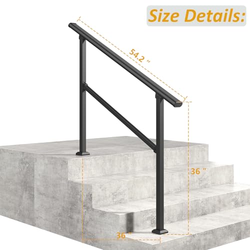 ROOMTEC 2 Pack 4 Step Hand Rails for Outdoor Steps,54.2"x36"Stair Railing by ROOMTEC - Used condition - Image 3