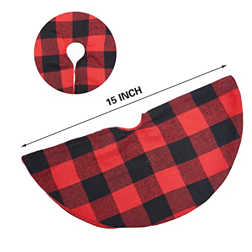 2 Pack Christmas Tree Skirt Decorations 15 Inch Mini Xmas Tree Skirt, Buffalo Plaid Tree Skirt For Family Christmas Party Holiday Decoration #TOP5