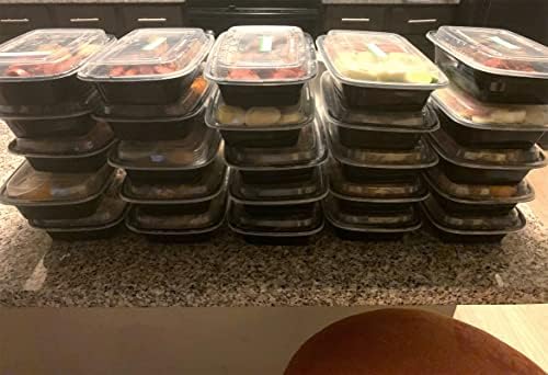 ZEONHEI 40 Pack 750ml Meal Prep Containers, 1 Compartment BPA Free Plastic Food Containers with Lids, Reusable Bento Lunch Boxes Food Storage Trays, Microwave Freezer, 22.5 x 15.3 x 5 CM