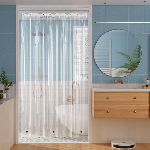 Titanker Shower Curtain Liner 60x72 Clear Plastic Shower Liner Lightweight PEVA Waterproof Shower Curtains for Bathroom with Magnets and Rustproof Grommet Holes