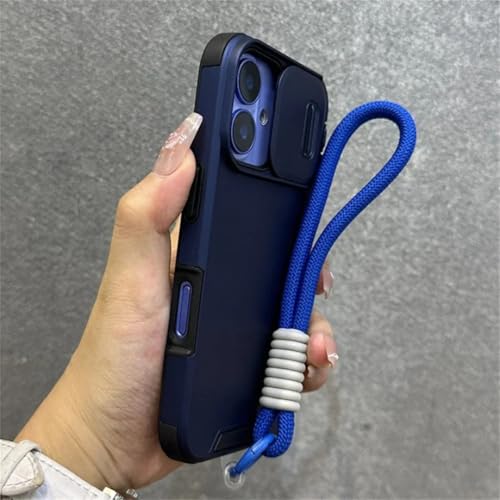 Coque iPhone 13 antichoc protection caméra coulissante bleu unie