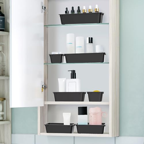 WOWBOX 25 PCS Plastic Drawer Organizer Set, Desk Drawer Divider Organizers and Storage Bins for Makeup, Jewelry, Gadgets for Kitchen, Bedroom, Bathroom, Office, Deep Black by WOWBOX - Image 6