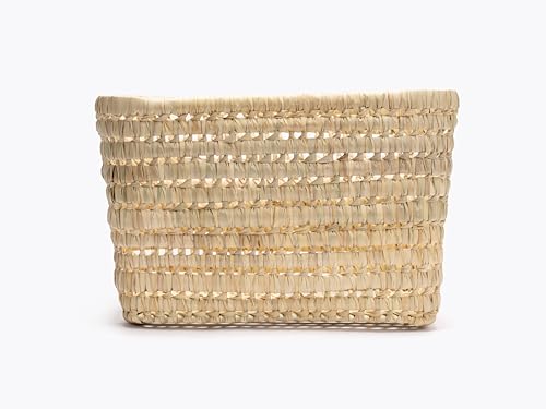 Cesta de almacenamiento rectangular de palma hecha a mano de 40x30x22 cm para armarios 6