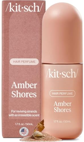 Kitsch Hair Perfume for Women - Amber Shores | Clean, Deodorizing & Patented Odor-Eliminating Technology Hair Spray & Body Mist - Freshen Hair, Body & Pillows - Woody Aquatic Scent - 50mL