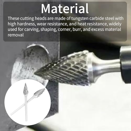 Schaft Fräser Schleifwerkzeuge, Holzfräser Für Bohrmaschine,Stabschleifer-Bit, 2,35 mm Wolframkarbid Rotationsfeilen, Hartmetall-Bohrer-Set für Gusseisen, Gussstahl und Lagerstahl(10-Teiliger)