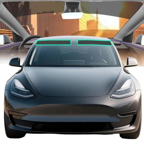 AUTOTEK Front Windshield Sun Strip for Tesla Model 3 Accessories (2017-2023), DIY Easy Install Pre-Cut Tint Visor Strip, 2 Ply Window Tint Film Anti-Glare, Heat Blocker & UV Protection, Black