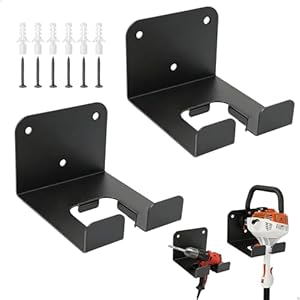 lemgyiamz Motorsensen Halterung, Rasentrimmer Wandhalter, Aufhängung Gartengeräte mit Schrauben für Garage Ooder, Geräteschuppen Schwarz 2 Stück