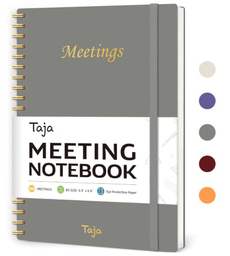 Taja Meeting Notebook for Work, Meeting Planner, 6.9" X 9.9", 160 Pages