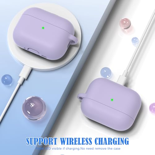 MHYALUDO for AirPods Pro 3 Case 2025, Military Grade Soft Silicone Shock-Absorbing for AirPods Pro 3rd Generation (USB-C Cable) with Lanyard and Cleaning Kit,Front LED Visible, Grape Purple by MHYALUDO - Used condition - Image 5