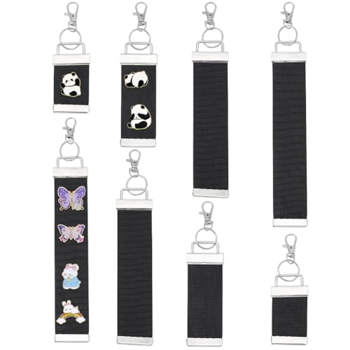 ORIGACH Lot de 8 porte-clés portables noirs avec affichage à broches en 4 tailles 3,8 cm de large Porte-broches de rangement pour la présentation de broches en émail 10/14/20,5/25 cm de longueur