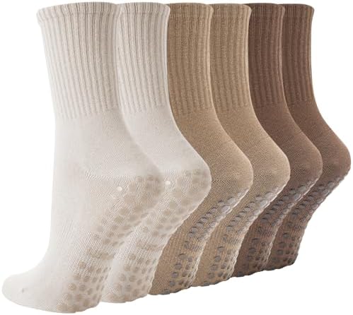 BISOUSOX Pilates Socken Damen Antirutsch Yoga Socken Baumwolle 3 Paare | Pilates Rutschsocken Stoppersocken Damen für Yoga Fitness Geschenke für Frauen Mama Schwangere Krankenhaus