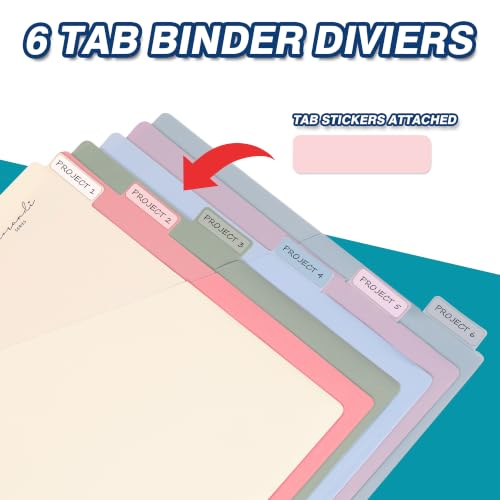 H4D 6-Tab Plastic Binder Dividers, 2 Pockets, Pastel Colors, 4 Sets by H4D - Used condition - Image 3