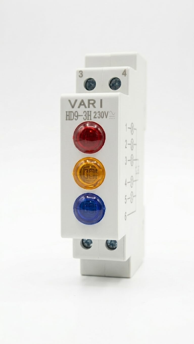 3-Phase LED Indicator, DIN Rail Mount, 230V AC, Red, Orange and Blue Lights, Phase Detection-image-19