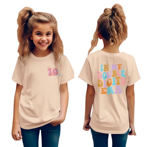 Image of IZYJOY in My Double Digits Era Shirts Girls 10th Birthday T-Shirts 10 Years Old Birthday Party Short Sleeve Summer Tee Tops