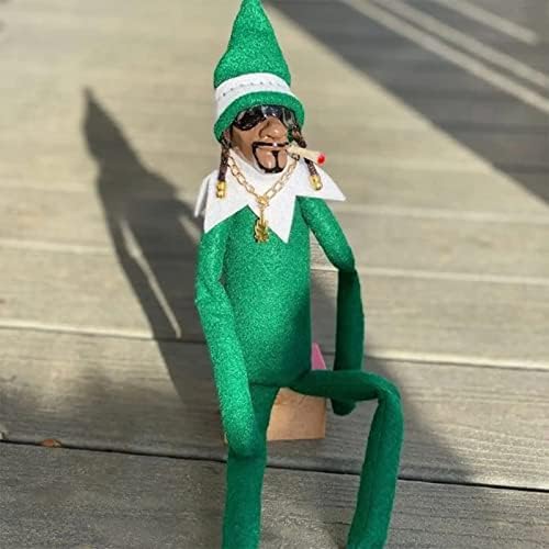 Mivyy Snoop On A Stoop Christmas Elf Doll Black Elf Doll, Handmade Hip Hop Doll Plush, Home Garden Halloween 11.8 Inch (BB404)