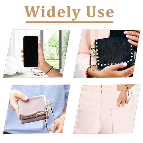 Amaxiu Kurz Handykette, handyschlaufe Handgelenk Leder&Metall Handyanhänger Handschlaufe Universal Handy Kette Handyanhänger Smartphone Luxus Handyband(schwarz)