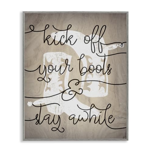 Kick Off Boots Stay Awhile Quotes, 16 x 20 Inch Framed Giclée Print
