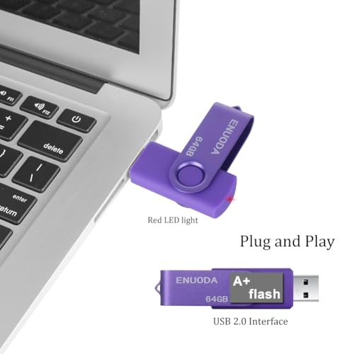Image of 64GB Flash Drive ENUODA 1 Pack Thumb Drive 64GB USB 2.0 Memory Stick Jump Drive Pen Drive for File Storage and Data Transfer (Purple)