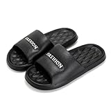 シャワースライダー コンフォートシャワーシューズ レディース メンズ ノンスリップ 速乾 バスルームスリッパ ソフトサンダル リビングルーム、プール、ビーチ、スパ、公共シャワー、屋内、屋外用 ビーチスリッパ(黒,44-45)