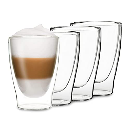 Preisvergleich Produktbild DUOS® Latte Macchiato Gläser Set 4x310ml, Doppelwandige Gläser Latte Macchiato, Doppelwandige Kaffeegläser, Teegläser, Cappuccino Gläser, Eiskaffee Gläser Thermogläser doppelwandig Espressotassen Glas