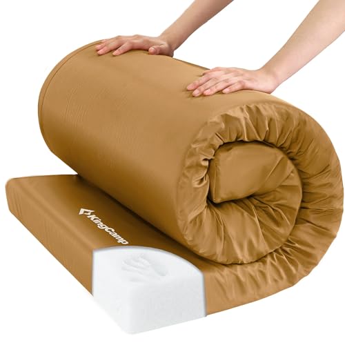 KingCamp Sleeping Pad for Camping, Foam Sleeping Mat, Portable Roll Up Camping Mattress for Car, Tent, Cot, Ground Pad with High Resilience Foam, Comfortable Sleeping Pad with Carry Handle
