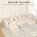 MONVANE Modular Sectional Cloud Couch for Living Room - 130'' 6 Seater Convertible Chenille Couches Set with Ottoman, No Assembly Compression Sofas, Comfy Floor Sofa with Memory Foam, Beige