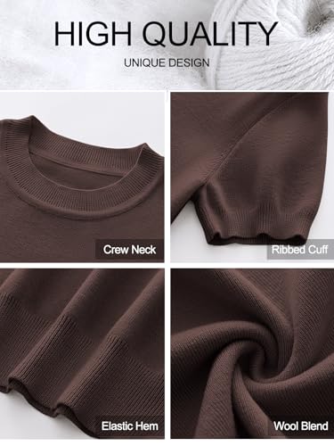 Image of ANRABESS Womens Short Sleeve Sweaters Wool Blend Crew Neck Sweater Shirts Business Casual Work Tops 2026 Summer Outfits