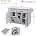 All-in-One Rolling Kitchen Island Cart with Trash Can Storage, Drop Leaf Design, Spice & Towel Racks, Drawer, & Adjustable Shelf (Grey)