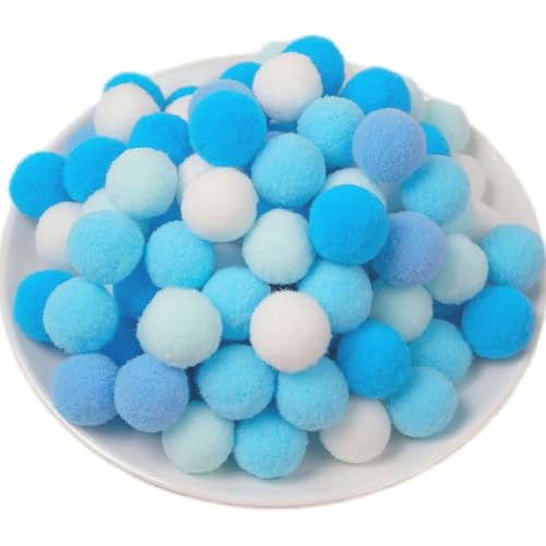 250 Pieces Pom Poms Blue and White, 0.8 inch Fuzzy Craft Pompoms, Soft Fluffy Puff Balls for DIY Arts and Bulk Craft Making Decorations Supplies (Blue Series, 2 cm / 20 mm)