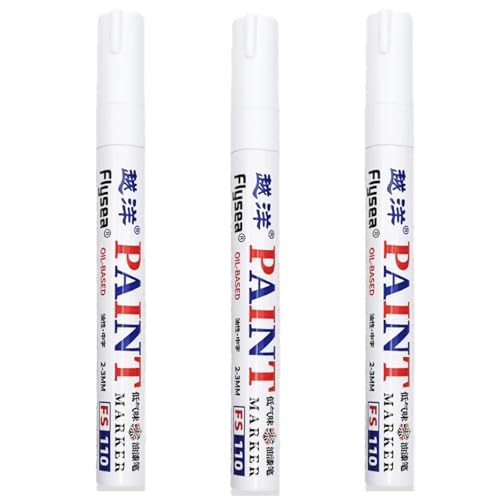 Permanent Paint Markers Pens - 3 Pack White Oil Based Paint Pens, Medium Tip, Quick Drying and Waterproof Marker Pen for Metal, Rock, Wood, Fabric, Plastic, Canvas,Mugs, Stone, Glass