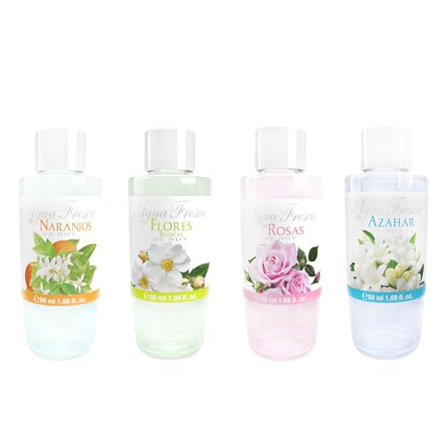 Água fresca de RUY - colónias unissexo de água fresca de laranjas, azulhar, rosas e flores brancas, pack de 4 x 50 ml, Eau de toalha masculina e feminina, fragrância suave de longa duração