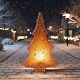 PMU Christmas Light-Up Gingerbread Tree - Blow Mold Plastic Statue Illuminated with Cord and Light - Perfect Décor for Christmas Festivals, Events Home, Lawn, Yard, Garden - 28 Inch Gingerbread Tree