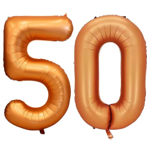 WEIKA 40 Inch Orange Foil Mylar 50 Number Balloon | 50th Birthday Decorations for Girls And Boys | 50 Birthday Balloon for Girls And Boys | 50th Anniversary Decoration | Birthday Party | Wedding