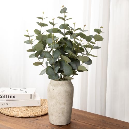 Briful Rustic Vintage Ceramic Vase, 9.06'' Farmhouse Table Decor with Wide Mouth, Large Decorative Vases for Home Decor, Living Room, Entryway & Shelf Styling, Beige - Image 6