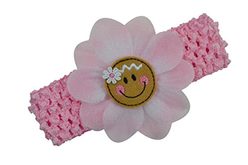 Baby and Toddler Girls Sweet Gingerbread Pink Flower Crochet Headband (Newborn to 4 Years)