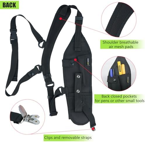 KUNN Universal Left Side Radio Shoulder Harness Holster with Reflective Pocket,Two Way Radio Holder for Motorola,Baofeng, Walkie Talkie Holder for SAR,Police — view 5