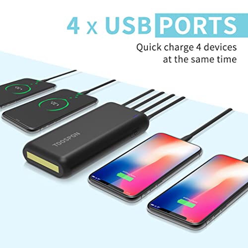 50000Mah Portable Charger Built In Torch Fast Charging Power Bank, 4 Outputs Portable Phone Charger Compatible Iphone,Tablet Etc. (50000Mah Black) #TOP1