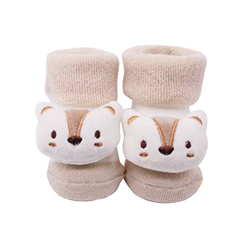 WEXCV Baby Socken Säugling Kinder Unisex Junge Mädchen Slip-resistente Boden Socken Kinder Tier Plüsch Warm Casual Socken Alter: 0-12 Monate Cover