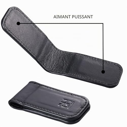 GH Gold Horse Clip magnétique Fin pour Argent, Porte-Cartes en Cuir véritable pour Homme, Noir, M, Fin – vue 5