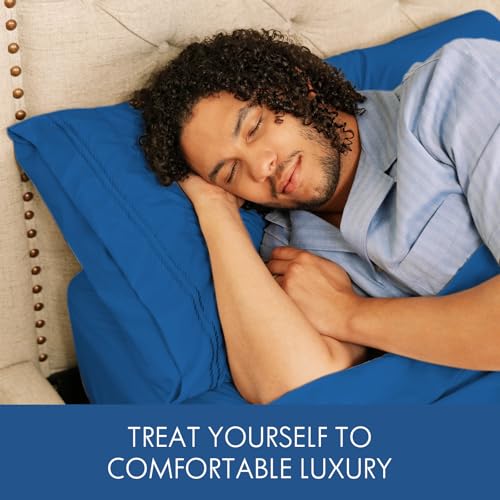 Image of ClevaHome Sheets Twin Size Bed Set - 4 Piece Fitted Sheets Set Royal Blue