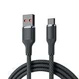 USB A to USB C Braided Cable, 4.9ft(1.5m) High Durability Charging and Data Cable Compatible with USB C Devices,Black