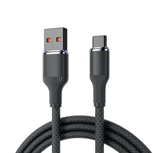 USB A to USB C Braided Cable, 4.9ft(1.5m) High Durability Charging and Data Cable Compatible with USB C Devices,Black