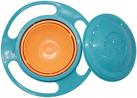 Non Spill Feeding Toddler Gyro Bowlï¼ŒCute Baby Gyro Bowl 360° Rotatable Spill-Proof Bowl Gyroscopic Bowl with Lid