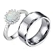 Aotiwe Freundschaftsringe Silber Ringe Blume, Weiß Zirkon Runden 925 Silber Frauenringe Größe 54 (17.2) Wolfram Stahl Herrenringe Größe 65 (20.7)