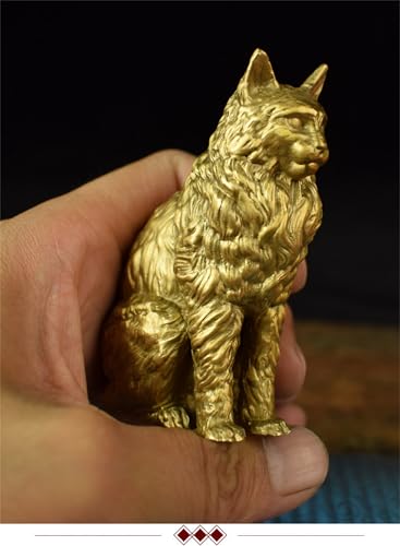 Statue chat Maine Coon assis décoration maison figurine sculpture dorée AMITD luxe