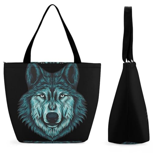 Sac à main pour femme loup grand sac de shopping et bandoulière de voyage