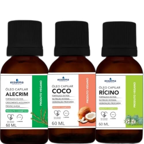 Óleo De Rícino Coco E Alecrim Terapia Capilar 30ml Cada